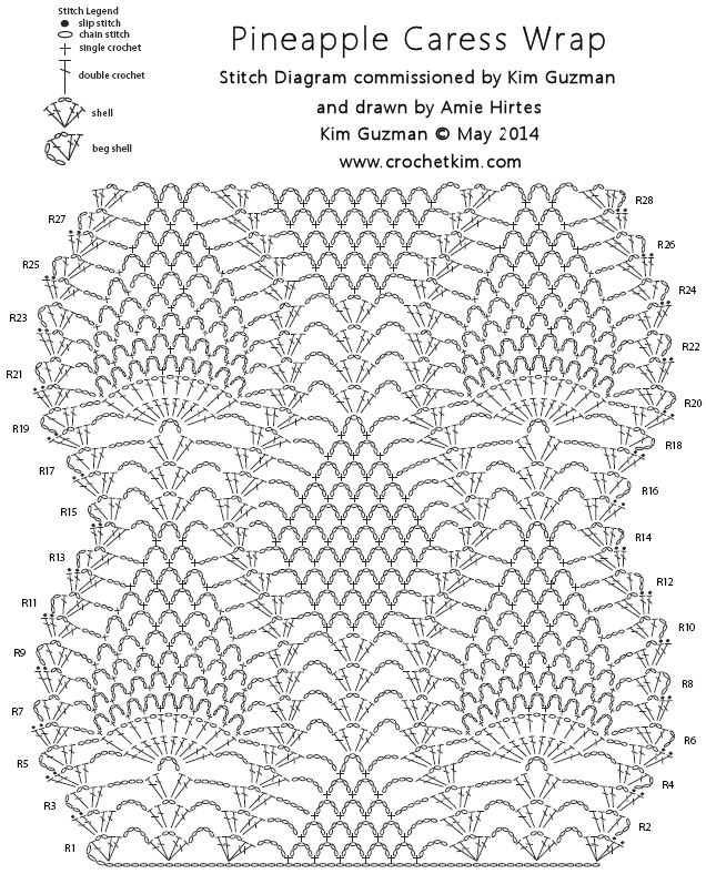 single pineapple crochet pattern graph