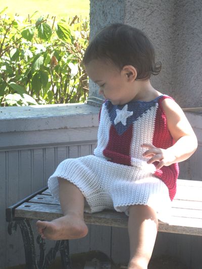 CrochetKim Free Crochet Pattern | Boricua Patriotic Infant Baby Tank Top and Shorts Set