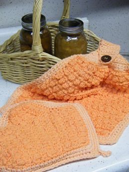 Crochet Hanging Towel and Oven Mitt 