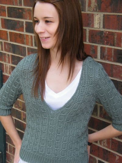 Mock Cable Pullover by Kim Guzman at crochetkim