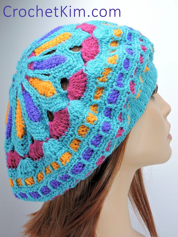 Turquoise Mandala Slouchie Beanie CrochetKim Free Crochet Pattern