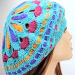 Turquoise Mandala Slouchie Beret Free Crochet Pattern
