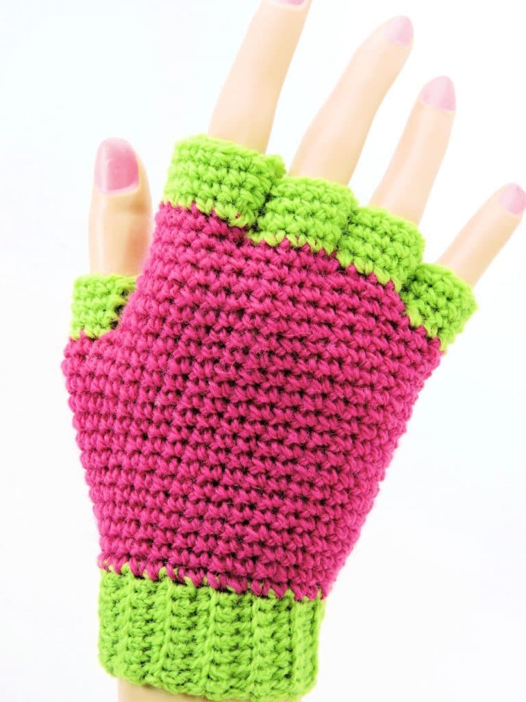 Jersey Mitts Fingerless Gloves CrochetKim Free Crochet Pattern