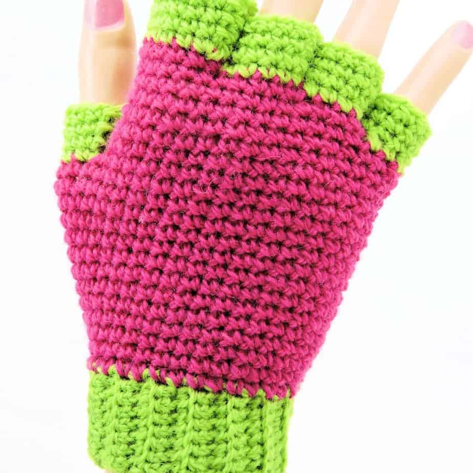 Jersey Mitts Fingerless Gloves CrochetKim Free Crochet Pattern