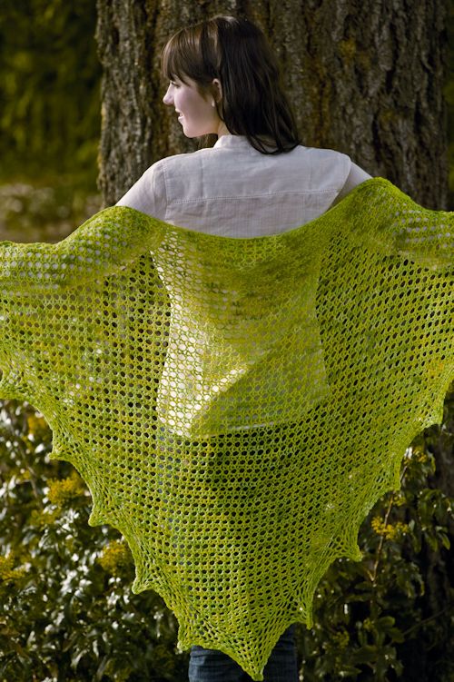 green crochet shawl