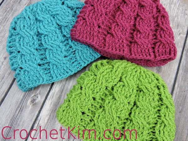 Newborn Cable Beanie CrochetKim Free Crochet Pattern