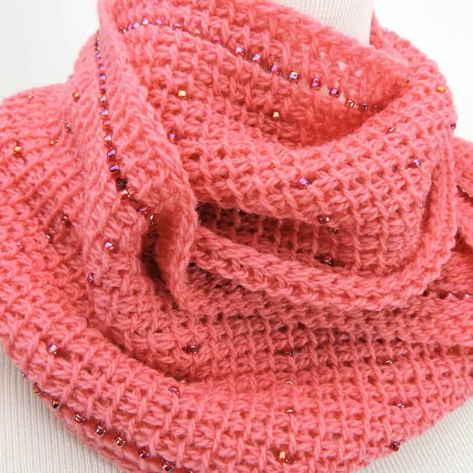 Pink Fantasy Infinity Scarf CrochetKim Free Tunisian Crochet Pattern