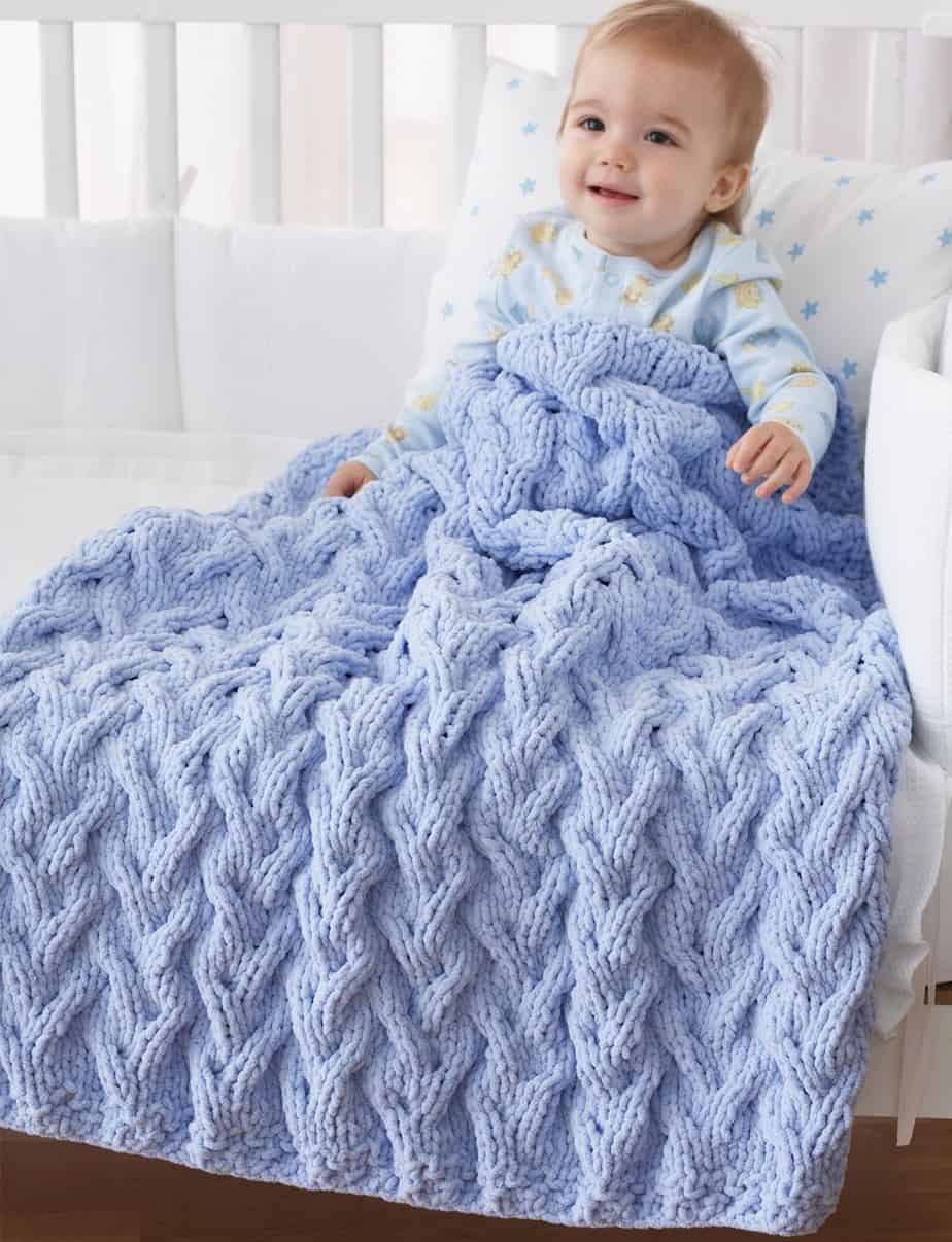 Free Knit Pattern: Shadow Cable Baby Blanket - CrochetKim™