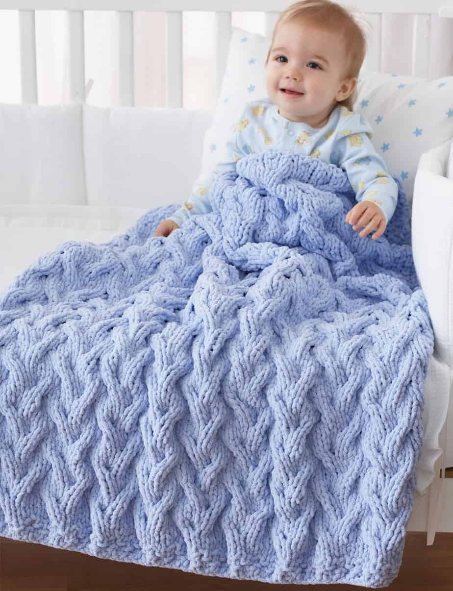 Free Knit Pattern Shadow Cable Baby Blanket CrochetKim