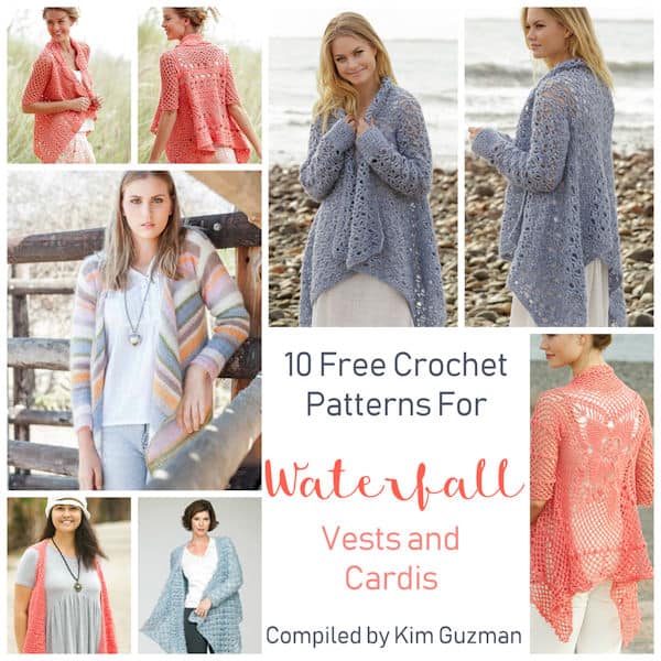 Crochet Patterns for Waterfall Vests and Cardigans Collage