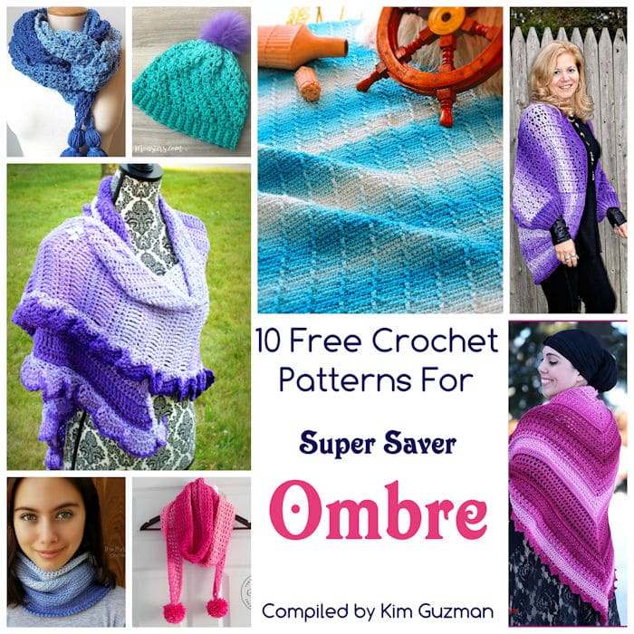 Roundup: 10 Free Crochet Patterns for Red Heart Super Saver Ombre -  CrochetKim™