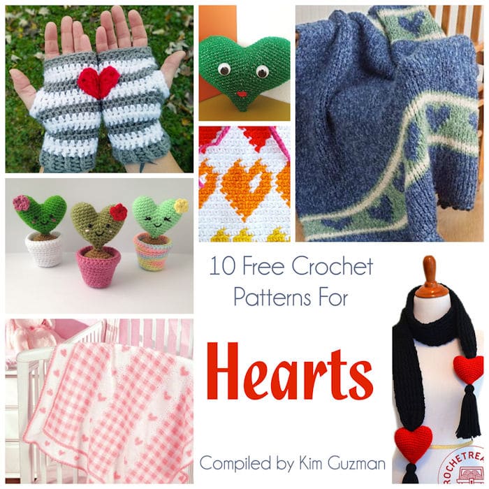Crochet Patterns for Hearts Collage