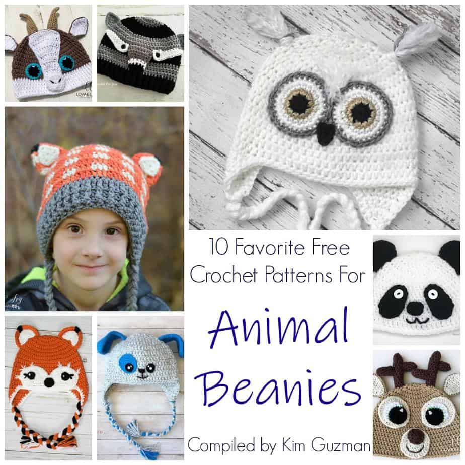 10 Favorite Free Crochet Patterns for Animal Beanies CrochetKim™