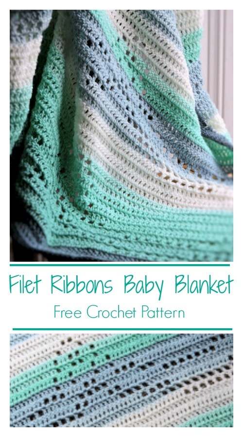 Filet Ribbons Baby Blanket Crochet Pinterest image