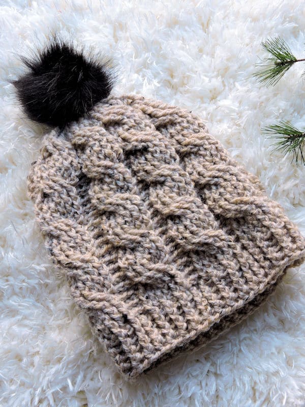 cabled slouchy beanie crochet pattern