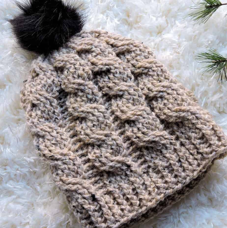 Oatmeal Cable Slouch Hat CrochetKim Free Crochet Pattern