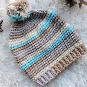 One Skein Basic Stripes Slouch Hat Beginner Free Crochet Pattern ...