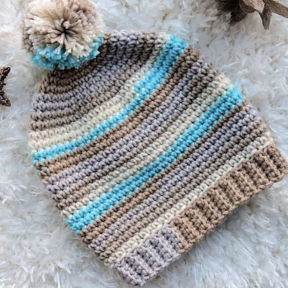 One Skein Basic Stripes Slouch Hat Beginner Free Crochet Pattern