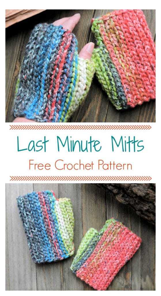 Last Minute Hopscotch Fingerless Mitts CrochetKim Free Crochet Pattern