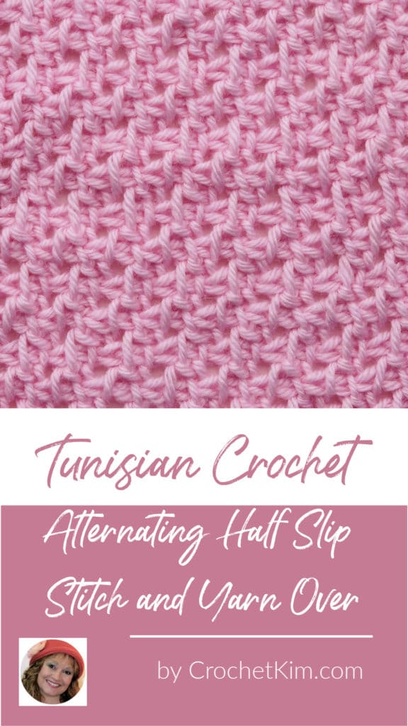 Tunisian Alternating Half Slip Stitch and Yarn Over CrochetKim Crochet Stitch Tutorial