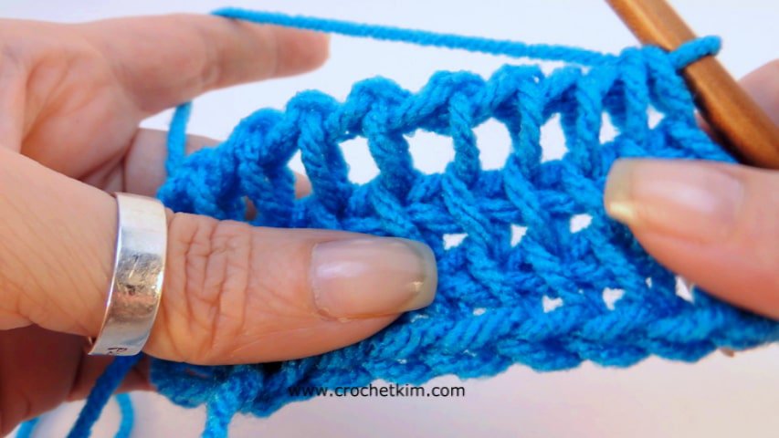 A blue crochet stitch