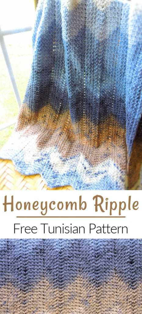 Modern Honeycomb Ripple Baby Blanket CrochetKim Free Tunisian Crochet Pattern