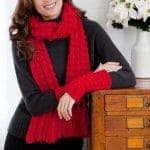 Lacy Bobble Scarf and Mitts Set Free Crochet Pattern