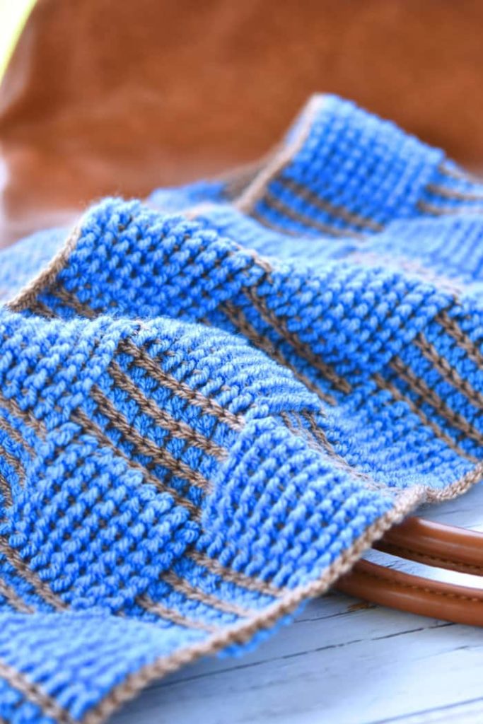 A blue crochet scarf