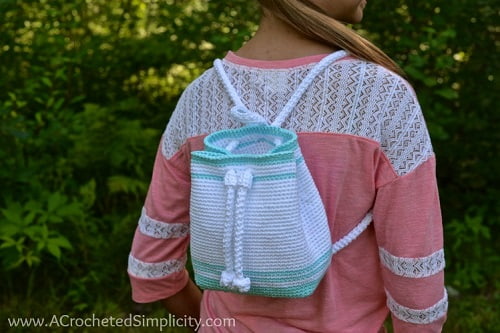 How to Crochet Miniature Spring Backpack (with English Subtitles) 