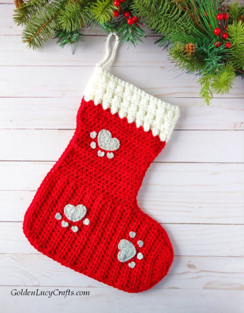 Crochet Christmas Stocking for a Dog