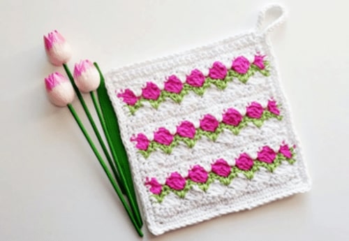 Tulip Stitch Dishcloth by Handmade by Raine