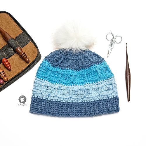 The Juneau Blues Beanie by the Loopy Lamb