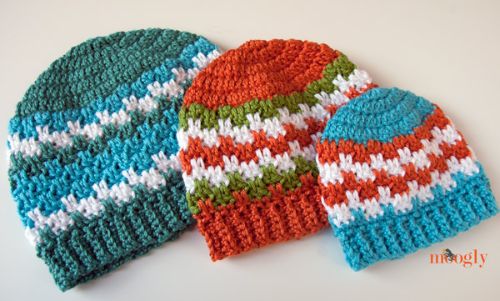 Leaping Stripes and Blocks Beanies by Moogly Blog