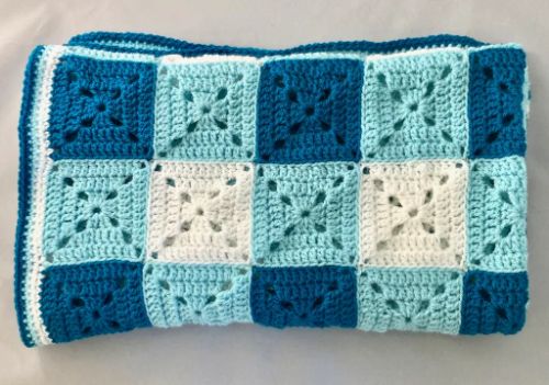 Baby boy granny square crochet online blanket