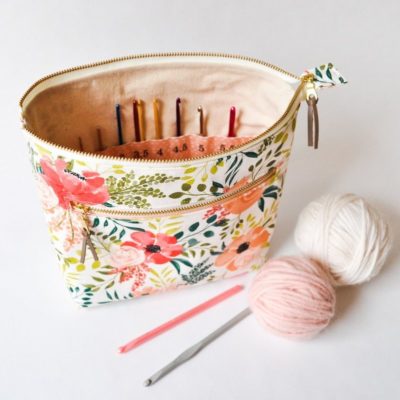 Pink Knitting Needle Crochet Hook Organizer Bag Pouch Holder Box Case M9L7