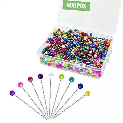 600PCS Straight Pins - Pearlized Ball-Head Quilting Pins