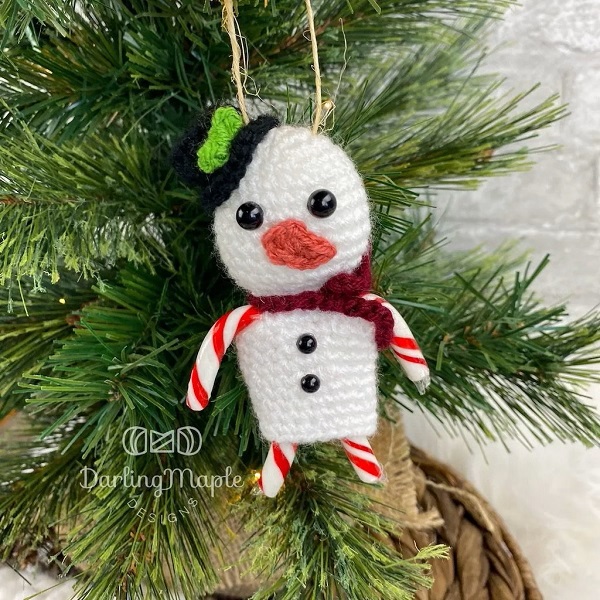 Snowman Candy Cane Ornament